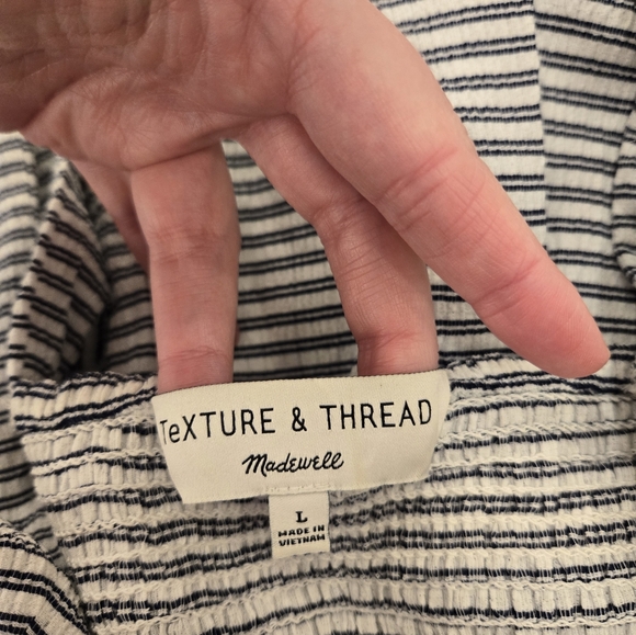 Madewell Texture & Thread Smocked Dress in Stripe - Picture 3 of 5